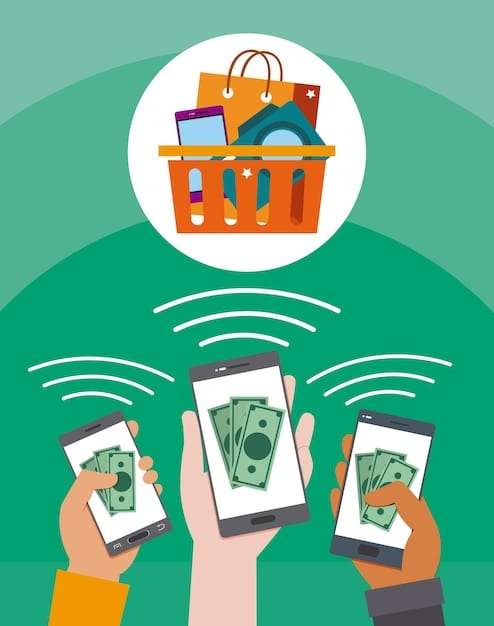 A digital shopping cart overflowing with virtual discount tags and currency symbols, illustrating the concept of maximizing savings automatically.