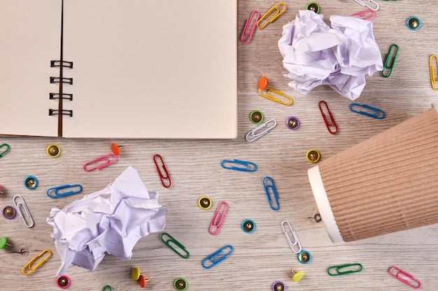 A cluttered kitchen table covered in newspaper clippings, scissors, and expired coupons, illustrating the disorganized and time-consuming aspects of traditional paper couponing.