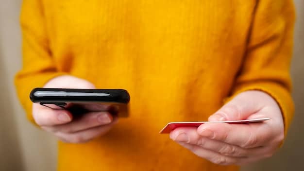 A close-up of a person's hand holding a smartphone, showcasing different open apps with cashback offers, credit card symbols, and shopping carts. Focus on digital convenience.