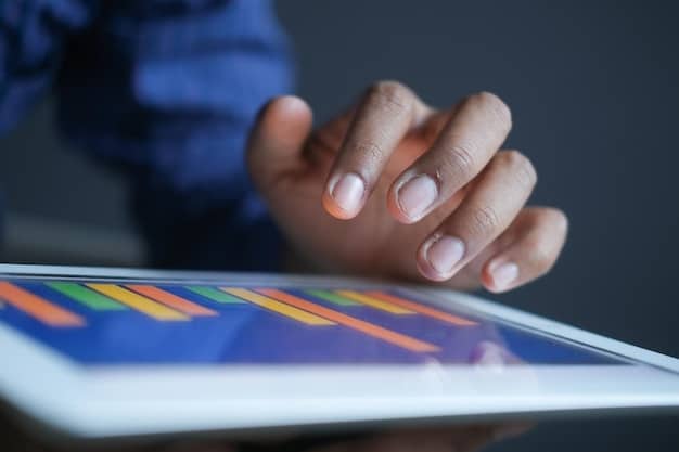 A person analyzing multiple vibrant colored bar charts and graphs on a tablet screen, depicting financial data and progress towards different spending tiers for cashback.