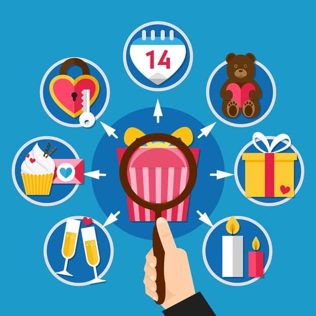 A calendar with various holidays and shopping events circled, indicating planning for seasonal sales. A magnifying glass hovers over a date, symbolizing a search for deals.